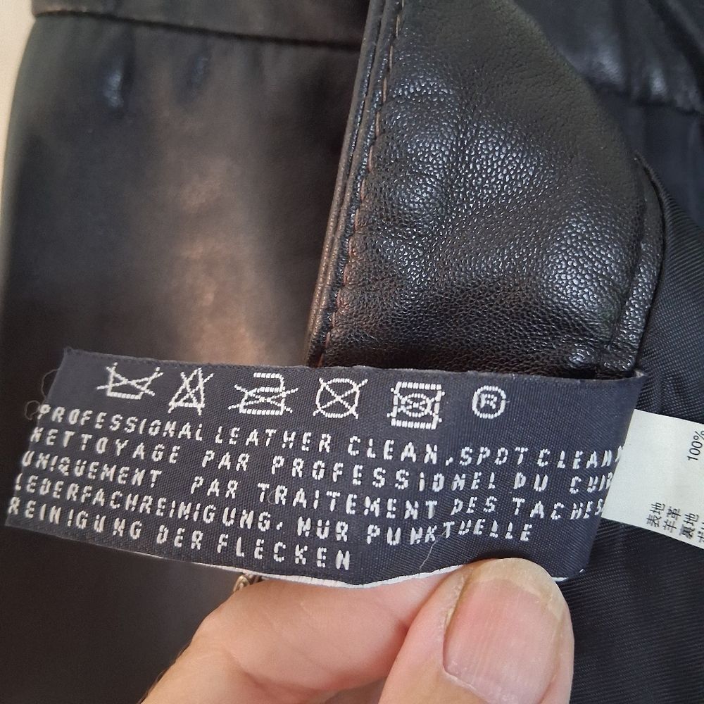 GAP Vintage Charcoal Leather Below the Knee Pencil Skirt with Zip Back - Picture 9 of 16